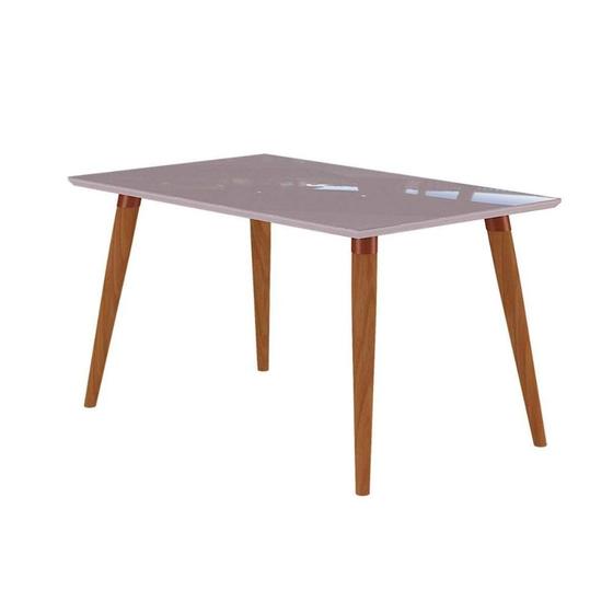 Imagem de Mesa Cimol Adele Tampo MDF c/ Vidro 130cm Madeira/Off White