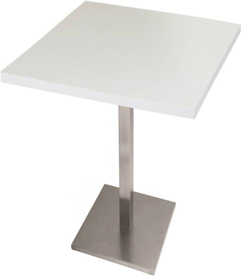 Imagem de Mesa Colorado 60 cm Tampo Quadrado Branco Base Inox - 38694