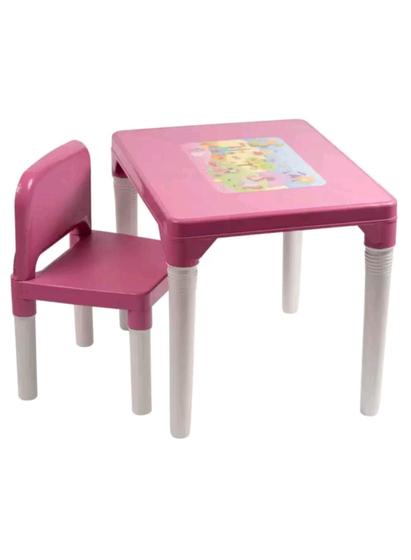 Imagem de Mesa com 1 cadeira infantil Rosa princesa StyllBaby