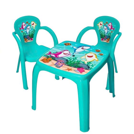 Imagem de Mesa Com 2 Cadeiras Infantil Desenho Decorada