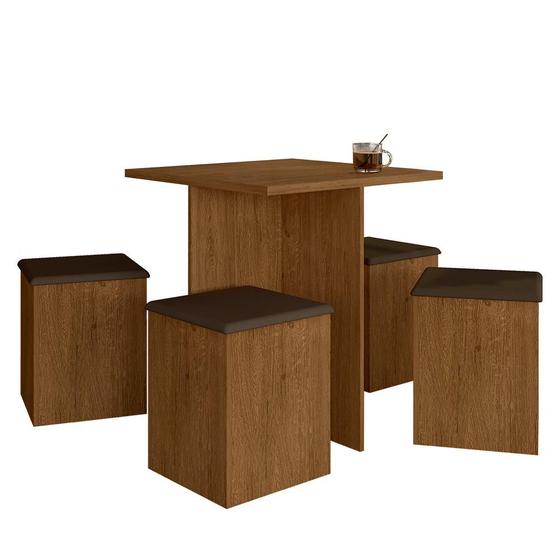 Imagem de Mesa Com 4 Banquetas Calgary Freijó/Suede Marrom - Móveis Arapongas