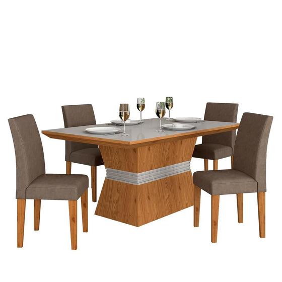 Imagem de Mesa Com 4 Cadeiras 1,36 Versalhes Cin/off Whit/cap - Móveis Arapongas