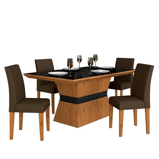 Imagem de Mesa Com 4 Cadeiras 1,36 Versalhes Cin/preto/marrom - Móveis Arapongas