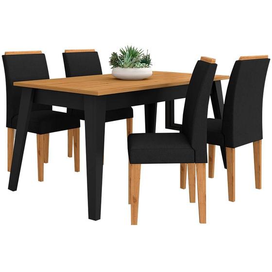 Mesa Com 4 Cadeiras Benim Preto Fosc/cinamomo/preto - Móveis Arapongas - A Móveis Arapongas Imagem de Mesa Com 4 Cadeiras Benim Preto Fosc/cinamomo/preto - Móveis Arapongas