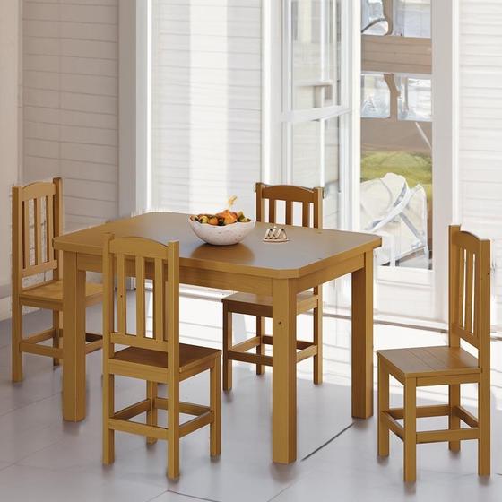 Imagem de Mesa Com 4 Cadeiras Em Madeira Maciça 120cm Marrom Sapphira Shop Jm