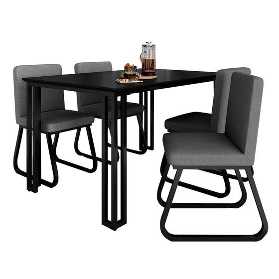 Imagem de Mesa Com 4 Cadeiras Industrial 1,36 Deli Pt/pt/cinz - Móveis Arapongas