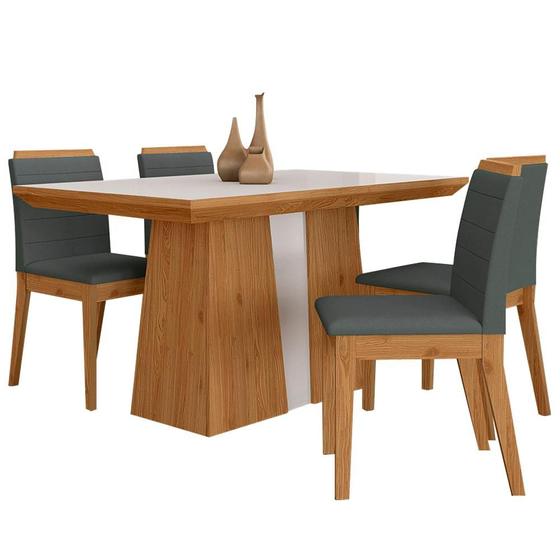 Imagem de Mesa Com 4 Cadeiras Kiara 1,36 Cin/off White/cinza - Móveis Arapongas