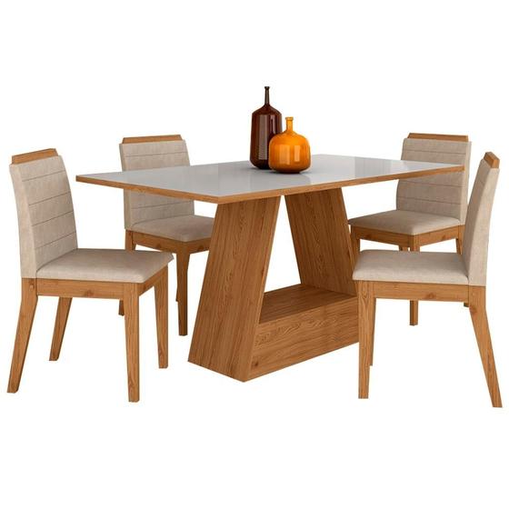Mesa Com 4 Cadeiras Nápoles 1,36 Cinamomo/off/bege - Móveis Arapongas - A Móveis Arapongas Imagem de Mesa Com 4 Cadeiras Nápoles 1,36 Cinamomo/off/bege - Móveis Arapongas