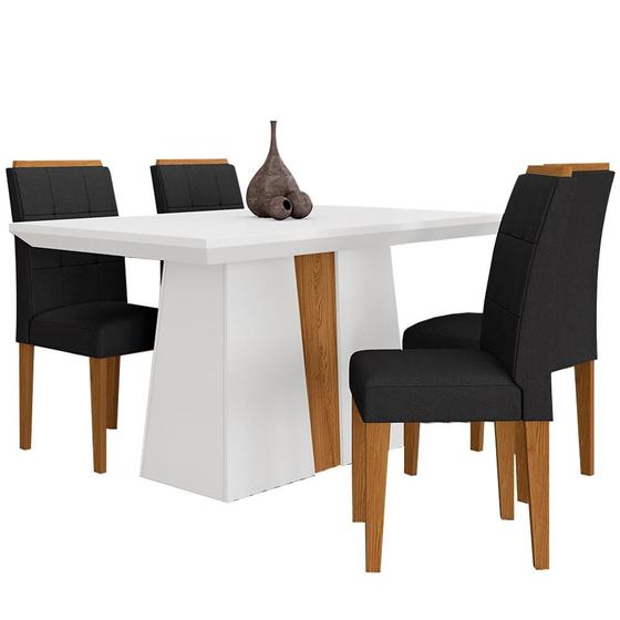 Imagem de Mesa Com 4 Cadeiras Nepal 1,36 Branco/cinam/preto - Móveis Arapongas