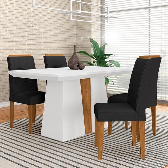 Imagem de Mesa Com 4 Cadeiras Nepal 1,36 Branco/cinam/preto - Móveis Arapongas