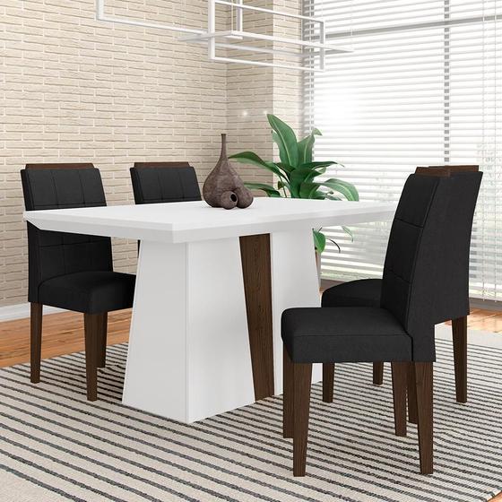 Imagem de Mesa Com 4 Cadeiras Nepal 1,36 Branco/imbuia/preto - Móveis Arapongas