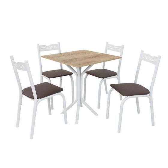 Imagem de Mesa Com 4 Cadeiras Para Cozinha Branco Carvalho