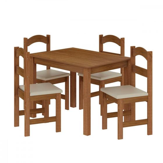 Imagem de Mesa com 4 Cadeiras Pés Madeira Praiana Arauna