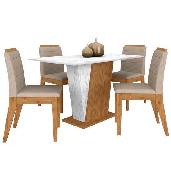 Imagem de Mesa Com 4 Cadeiras Qatar 1,20 Cin/carraro Bra/beg - Móveis Arapongas