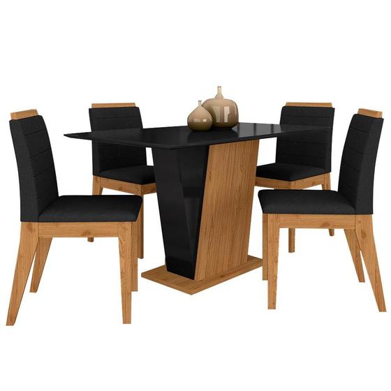 Imagem de Mesa Com 4 Cadeiras Qatar 1,20 Cin/pre/preto - Móveis Arapongas