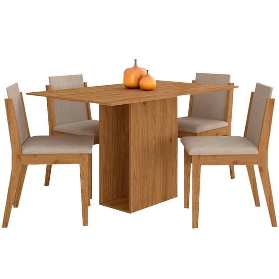 Imagem de Mesa Com 4 Cadeiras Sala De Jantar Samoa Cin/bege - Móveis Arapongas
