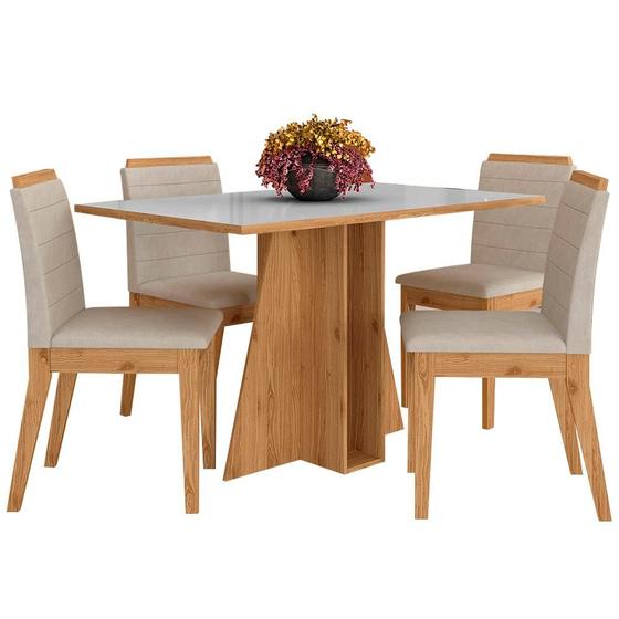 Imagem de Mesa Com 4 Cadeiras Senegal 1,36 Cin/off Whit/bege - Móveis Arapongas
