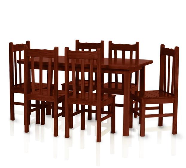 Imagem de Mesa Com 6 Cadeiras de Madeira Maciça 150x80 Bonacor A Mogno