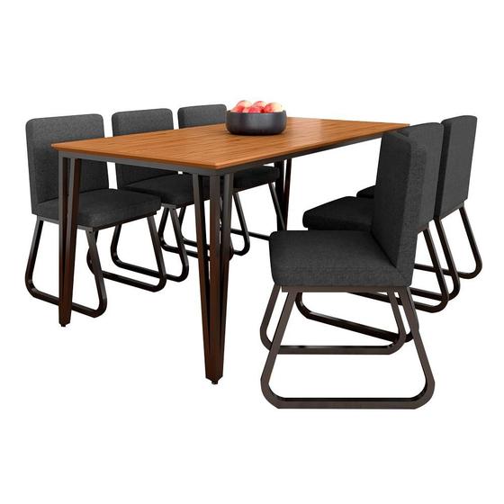 Imagem de Mesa Com 6 Cadeiras Industrial 1,8 Aspen Pr/cin/grf - Móveis Arapongas