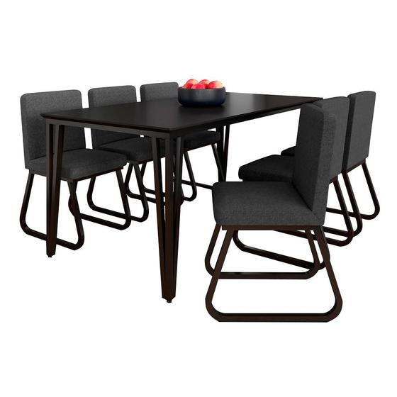 Imagem de Mesa Com 6 Cadeiras Industrial 1,8 Aspen Pr/pr/graf - Móveis Arapongas