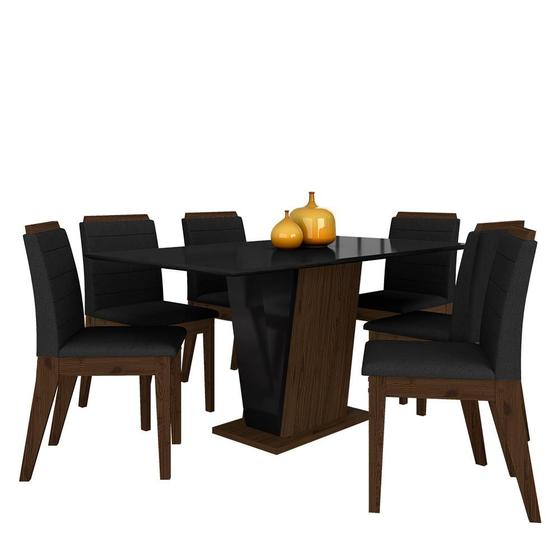 Imagem de Mesa Com 6 Cadeiras Qatar 1,60 Imb/preto/preto - Móveis Arapongas