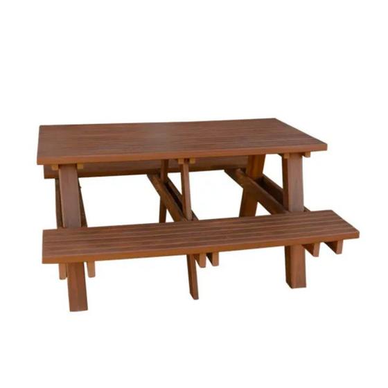 Imagem de Mesa com banco para churrasqueira madeira plástica 1,5 m - In Brasil