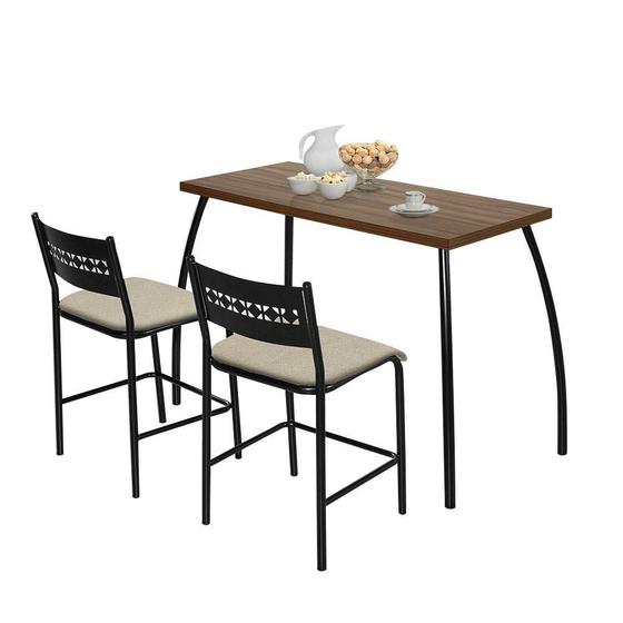 Imagem de Mesa Com Banquetas Fit Flora Assento Bege