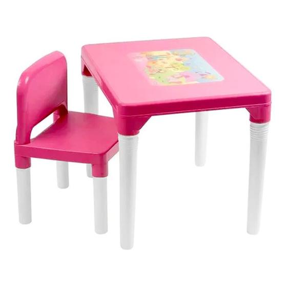 Imagem de Mesa com Cadeira de Princesas Infantil Desmontável até 15kg