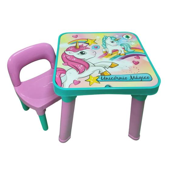 Imagem de Mesa com Cadeira Infantil de Atividades com Tampo e Divisórias