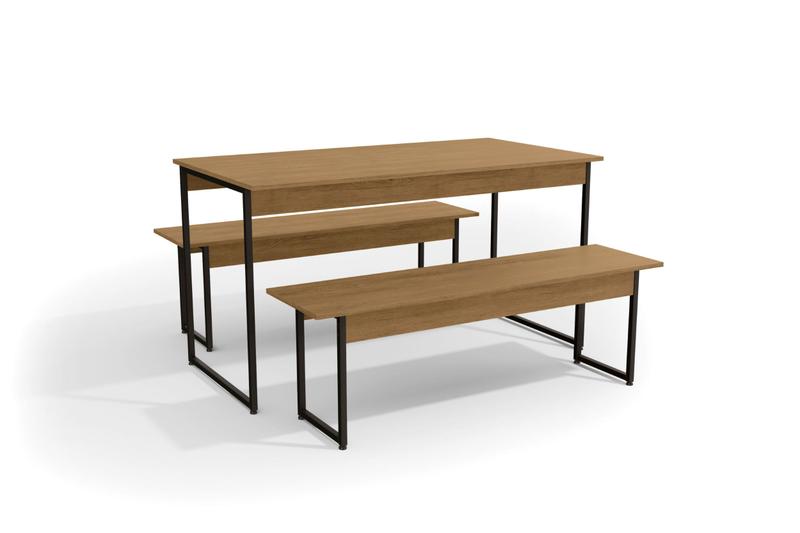 Imagem de Mesa com dois bancos 136cm - Kappesberg Office Industrial - 74AX136LX72P