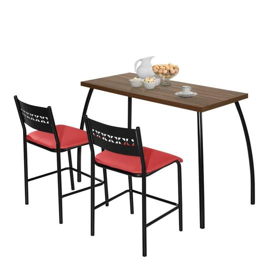 Imagem de Mesa com duas cadeiras Fit flora Preto e Vermelho