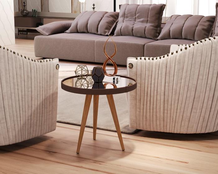 Imagem de Mesa Com Espelho Lateral Adnet Plus 40cm Marrom - Comprar Moveis para sua Casa