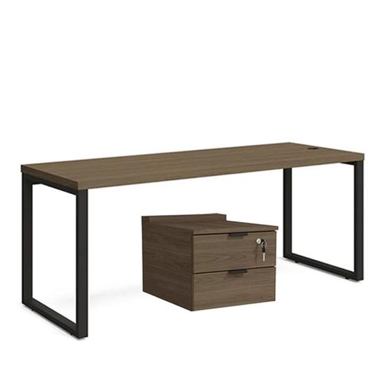 Imagem de Mesa com Gaveteiro Escritório Home Office 1,9m 2 Gavetas Kappesberg