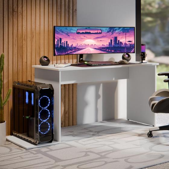 Imagem de Mesa Compacta Com Espaço 2 Monitores Gamer Ideal Industrial Madri