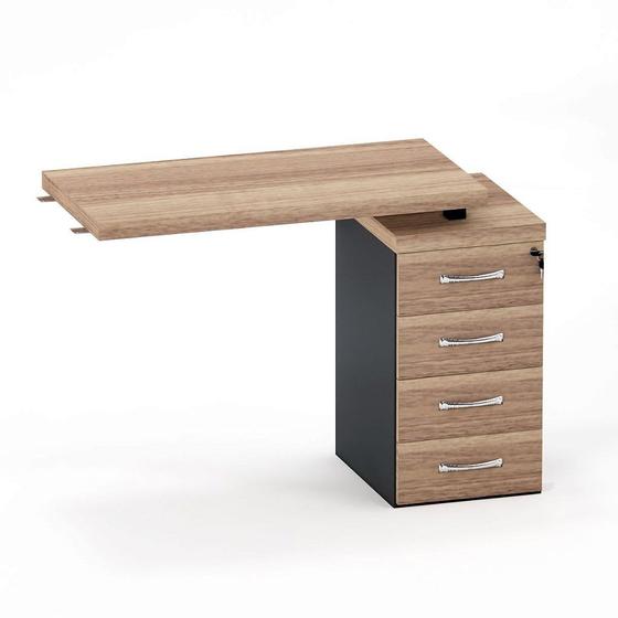 Imagem de Mesa Complemento Com Pé Gaveteiro 04 Gavetas PE 40 Pandin Noce Naturale e Grafito