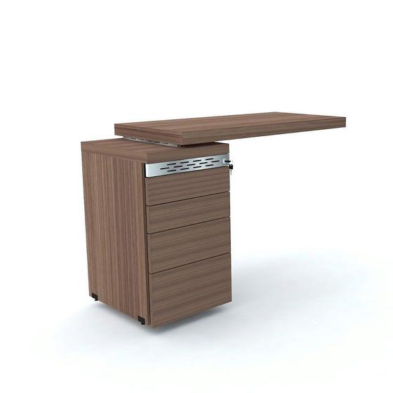 Imagem de Mesa Complemento Pé Gaveteiro 04 Gavetas PE 50 Pandin 1,06 M Walnut