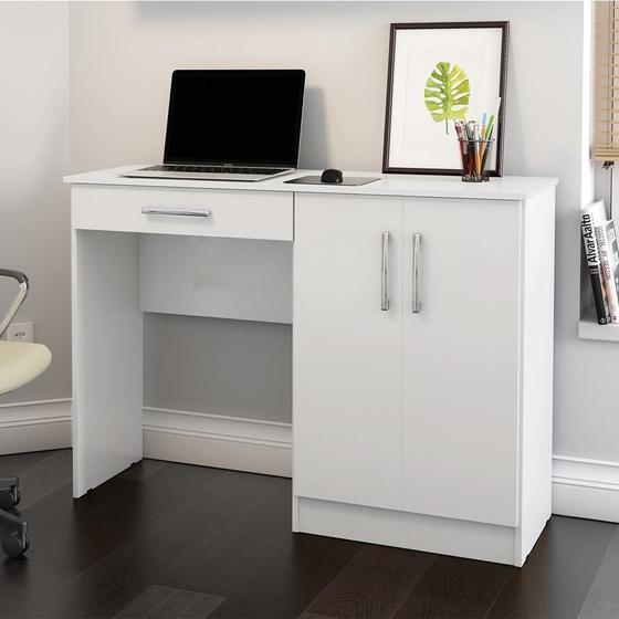 Imagem de Mesa Computador com Portas e Gavetas  Space Branco - Patrimar