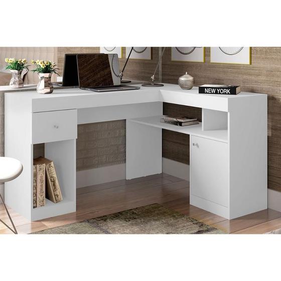 Imagem de Mesa Computador Nilo c/ 1 Porta e 1 Gaveta Branco - Caemmun