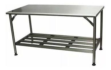 Imagem de Mesa De Aço Inox Com Prateleira Inferior 100x70x85