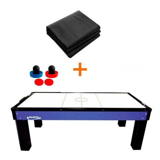 Imagem de MESA DE AERO HOCKEY + KIT Rebatedores e Discos 2037 - KLOPF 1045 + Capa Impermeável