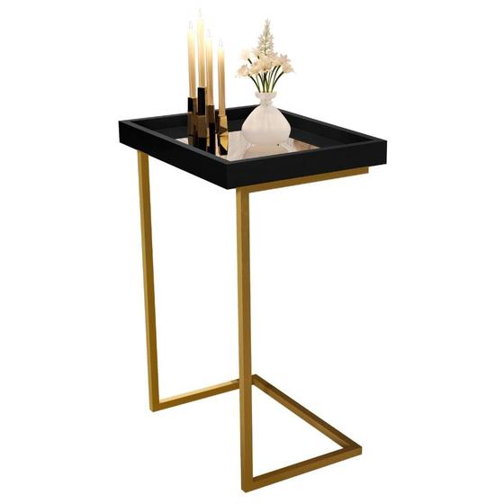 Imagem de Mesa de Apoio 4774 Preto Pé De Ferro Dourado JB Bechara