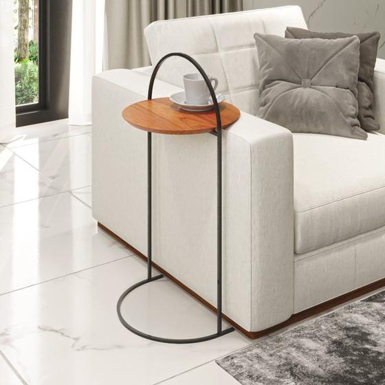 Imagem de Mesa de Apoio Lateral Industrial com tampo 100% MDF 33cm Oslo
