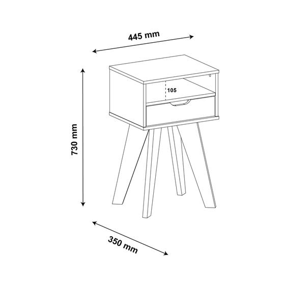 Imagem de Mesa de Apoio Lateral para Sala com Pés Estilo Cavalete 1 Gaveta e 1 Nicho Vip - Artely