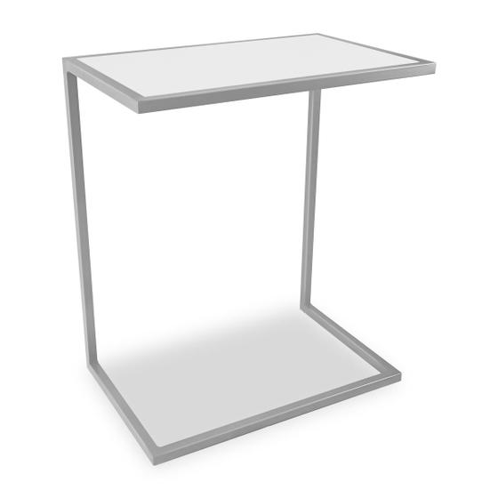 Mesa de Apoio Lateral para Sofá Belfast Prata e Branco Menor preço em Mesa de Apoio Lateral para Sofá Belfast Prata e Branco