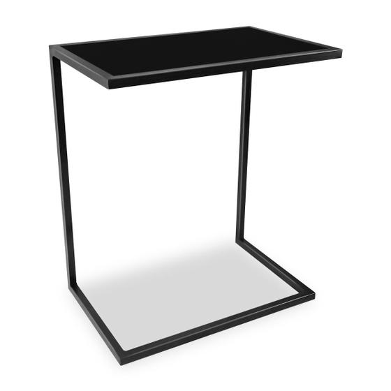 Mesa de Apoio Lateral para Sofá Belfast Preto e Preto Menor preço em Mesa de Apoio Lateral para Sofá Belfast Preto e Preto