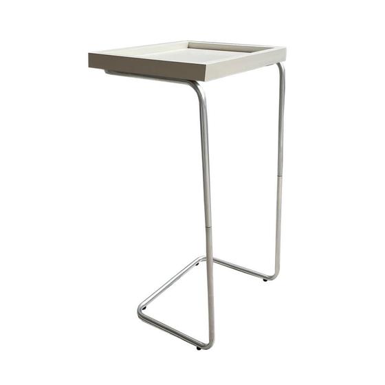 Imagem de Mesa De Apoio Lateral Para Sofá/Cama Branco/Prata 70X40X30Cm