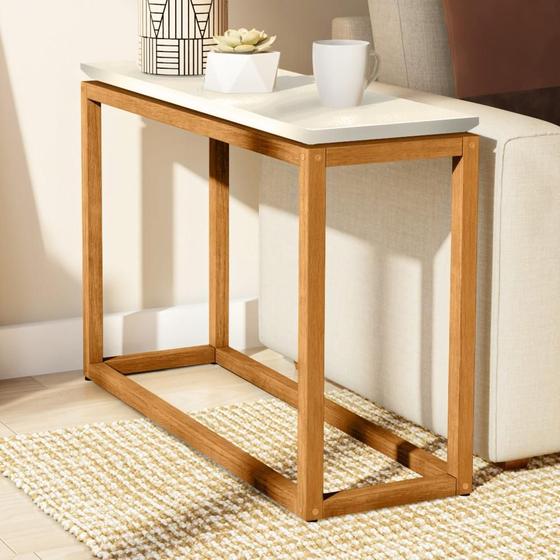Mesa de Apoio Retangular Sala de Estar Para Sofá Quarto Lateral ...