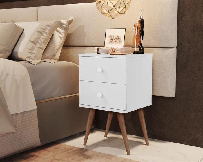 Imagem de Mesa de Cabaceira Candy Retro 2 Gavetas Branco - Click