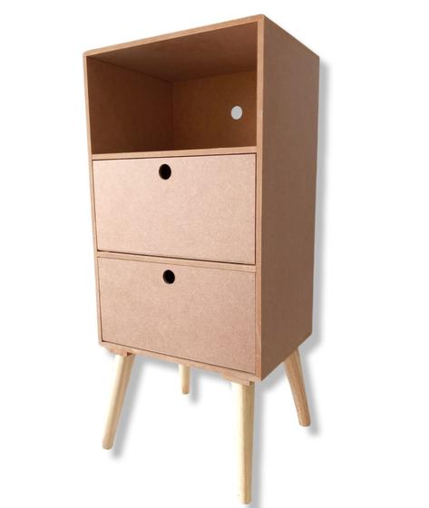 Imagem de Mesa De Cabeceira 2 Gavetas Com Nicho Criado Quarto Mdf Cru