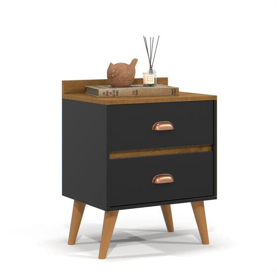 Mesa De Cabeceira 2 Gavetas Criado Para Quarto Decoração Com prateleira modelo Madero